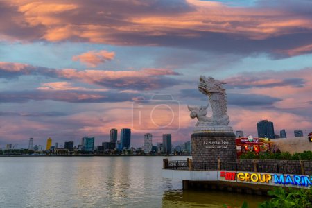Photo for Carp Dragon Statue or Ca Chep Hoa Rong. Landmark and popular. Da Nang, Vietnam, 13 November 2022 - Royalty Free Image