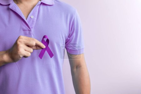 purple ribbon for cancer day, lupus, Pancreatic, Esophageal, Testicular cancer, world Alzheimer, epilepsy, Sarcoidosis, Fibromyalgia and domestic violence Awareness month concepts puzzle 633136998