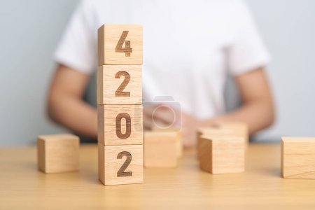 Photo for 2024 Year calendar block. Business Goal, Target, Resolution, strategy, plan, Action motivation, mission, thinking, and New Year start concepts - Royalty Free Image