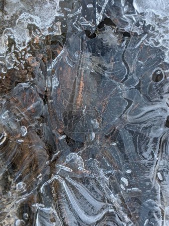 ice freezing surface of water - natural background close up