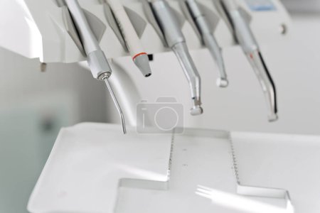 Photo for Close up view of different dental equipment in dentist office - Royalty Free Image