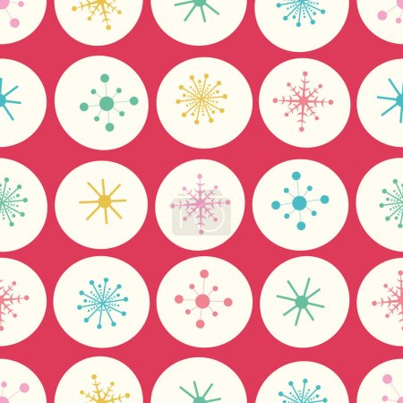 Illustration for Christmas snowflake and star abstract pattern background pattern. Festive seamless repeat design. Vector illustration. - Royalty Free Image