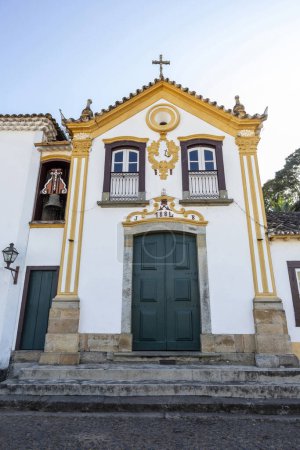 Photo for Facade of the baroque chapel of Santo Antonio in the historic center of Sao Joao del Rei in state of Minas Gerais, Brazil - Royalty Free Image