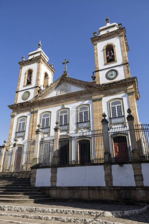 Photo for Facade of Cathedral Basilica of Our Lady of the Pillar in historic city of  Sao Joao Del Rei, Minas Gerais, Brazil. - Royalty Free Image