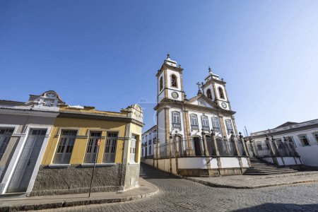 Photo for Facade of Cathedral Basilica of Our Lady of the Pillar in historic city of  Sao Joao Del Rei, Minas Gerais, Brazil. - Royalty Free Image
