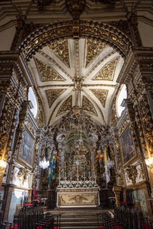 Photo for Sao Joao Del Rey - july 13, 2023 : Interior of Catedral Basilica Nossa Senhora do Pilar (Cathedral Basilica of Our Lady of the Pillar) covered in gold leaf from colonial times- Sao Joao Del Rei, Minas Gerais, Brazil - Royalty Free Image