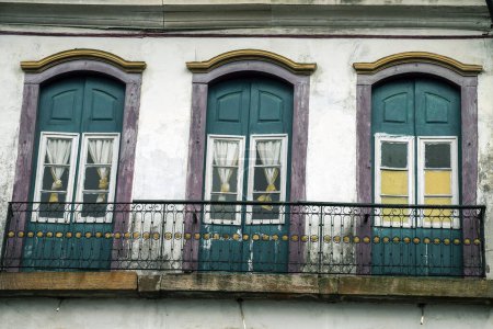 Photo for Ouro Preto, state of Minas Gerais, Brazil - Jul11, 2023 - Urban landscape of colonial houses, streets and windows of the historic center. Historical and architectural heritage. - Royalty Free Image