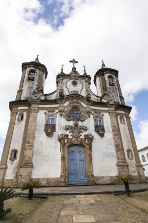 Photo for Church of Our Lady of Mount Carmel, built in 1813, one of icons of brazilian baroque architecture. Ouro Preto, Minas Gerais state, Brazil - Royalty Free Image