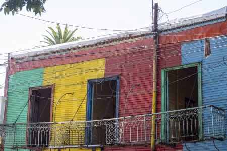 Szczegóły kolorowy budynek na ulicy Caminito w La Boca, Buenos Aires, Argentyna. Caminito był portowym obszarem, gdzie urodził się Tango..