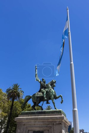 The Monument to General Belgrano (Monumento al General Manuel Belgrano) in Plaza de Mayo, a public square in front of the Casa Rosada in Buenos Aires, Argentina.