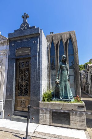 Photo for Buenos Aires, Argentina  jan31, 2024: View of the bronze statue of Liliana and her dog on her grave in La Recoleta Cemetery - Royalty Free Image