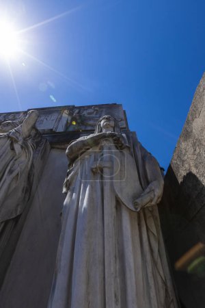 Photo for Buenos Aires, Argentina - Jan31, 2024 - View of the world famous landmark, La Recoleta Cemetery, with historic monumental graves with sculptures and architecture - Royalty Free Image