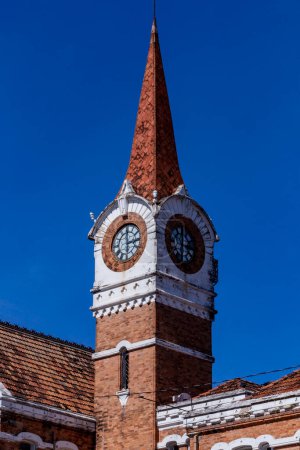 Clock tower of antique train station that now is a cultural space (Estacao Cultura) in Campinas city, Sao Paulo state, Brazil
