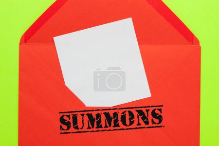 Photo for Open envelope with summons message. Note with empty place for your text. - Royalty Free Image