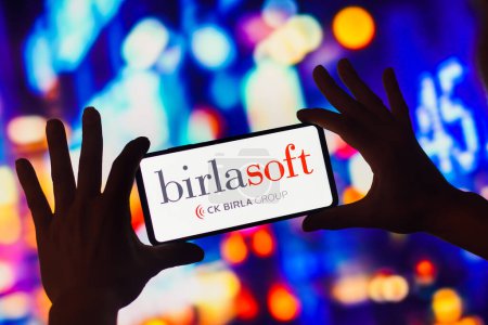 Photo for November 23, 2022, Brazil. In this photo illustration, the Birlasoft logo is displayed on a smartphone screen - Royalty Free Image