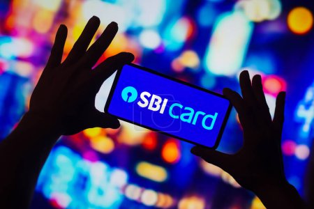Photo for November 23, 2022, Brazil. In this photo illustration, the SBI Card logo is displayed on a smartphone screen - Royalty Free Image