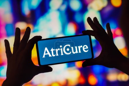 Photo for November 28, 2022, Brazil. In this photo illustration, the AtriCure logo is displayed on a smartphone screen - Royalty Free Image