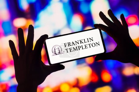Photo for December 10, 2022, Brazil. In this photo illustration, the Franklin Templeton Investments logo is displayed on a smartphone screen - Royalty Free Image
