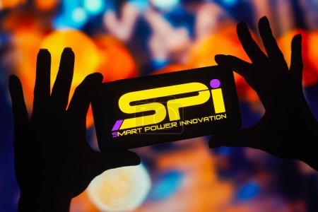 Photo for December 13, 2022, Brazil. In this photo illustration, the SPI Energy logo is displayed on a smartphone mobile screen - Royalty Free Image