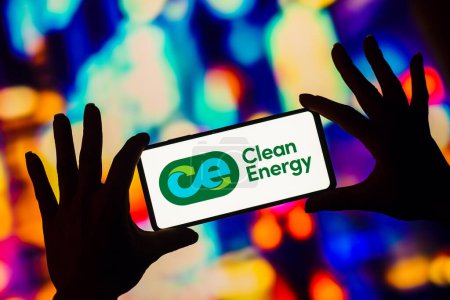Photo for January 7, 2023, Brazil. In this photo illustration, the Clean Energy Fuels Corporation logo is displayed on a smartphone screen - Royalty Free Image