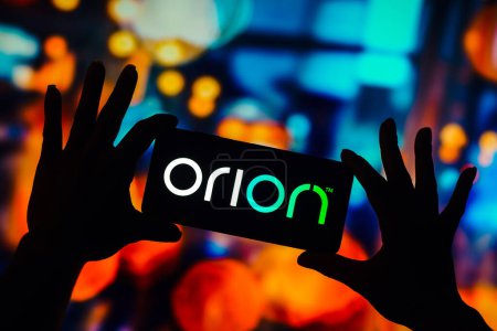 Photo for January 13, 2023, Brazil. In this photo illustration, the Orion Energy Systems Inc. logo is displayed on a smartphone screen - Royalty Free Image