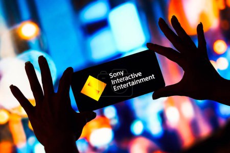 Photo for February 7, 2023, Brazil. In this photo illustration, the Sony Interactive Entertainment (SIE) logo is displayed on a smartphone screen - Royalty Free Image