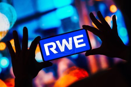 Photo for February 15, 2023, Brazil. In this photo illustration, the RWE Aktiengesellschaft logo is seen displayed on a smartphone - Royalty Free Image