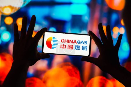 Photo for February 15, 2023, Brazil. In this photo illustration, the China Gas Holdings Limited logo is seen displayed on a smartphone - Royalty Free Image