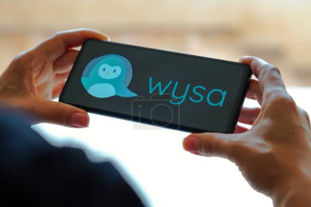 Photo for February 24, 2023, Brazil. In this photo illustration the Wysa logo seen displayed on a smartphone - Royalty Free Image