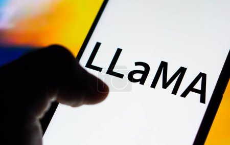 Photo for March 2, 2023, Brazil. In this photo illustration, the LLaMA (Large Language Model Meta AI) logo seen displayed on a smartphone - Royalty Free Image
