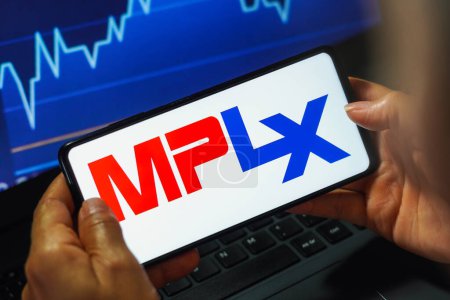 Photo for March 14, 2023, Brazil. In this photo illustration, the MPLX LP logo seen displayed on a smartphone - Royalty Free Image