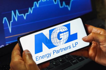 Photo for March 14, 2023, Brazil. In this photo illustration, the NGL Energy Partners logo seen displayed on a smartphone - Royalty Free Image