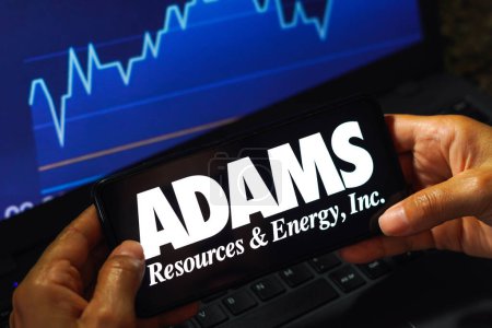 Photo for March 14, 2023, Brazil. In this photo illustration, the Adams Resources and Energy, Inc. logo seen displayed on a smartphone - Royalty Free Image