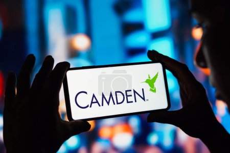 Photo for March 14, 2023, Brazil. In this photo illustration, the Camden Property Trust logo seen displayed on a smartphone - Royalty Free Image