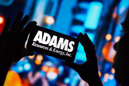 Photo for March 14, 2023, Brazil. In this photo illustration, the Adams Resources and Energy, Inc. logo seen displayed on a smartphone - Royalty Free Image