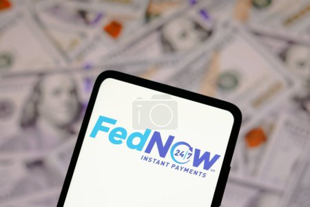 Photo for March 17, 2023, Brazil. In this photo illustration the FedNow Service (Instant Payments) logo seen displayed on a smartphone - Royalty Free Image