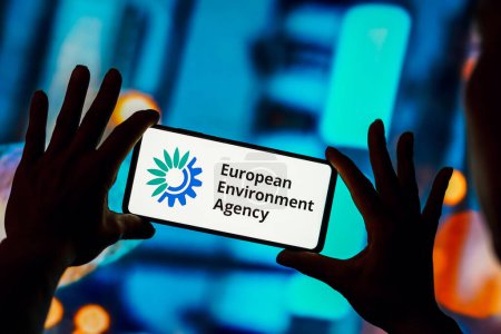 Photo for April 20, 2023, Brazil. In this photo illustration, the European Environment Agency (EEA) logo is displayed on a smartphone screen - Royalty Free Image