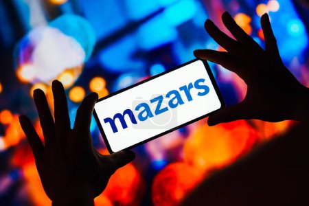 Photo for May 4, 2023, Brazil. In this photo illustration, the Mazars logo is displayed on a smartphone screen - Royalty Free Image