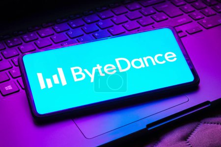 Photo for May 12, 2023, Brazil. In this photo illustration, the ByteDance logo is displayed on a smartphone screen - Royalty Free Image