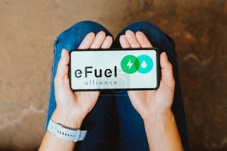 Photo for June 5, 2023, Brazil. In this photo illustration, the eFuel Alliance logo is displayed on a smartphone screen - Royalty Free Image