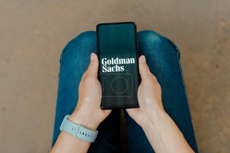 Photo for June 30, 2023, Brazil. In this photo illustration, the Goldman Sachs logo is displayed on a smartphone screen - Royalty Free Image