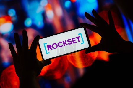 Photo for August 29, 2023, Brazil. In this photo illustration, the Rockset logo seen displayed on a smartphone - Royalty Free Image