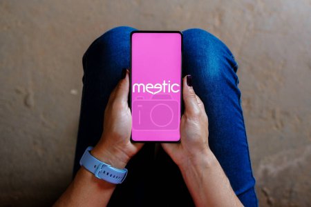 Photo for September 4, 2023, Brazil. In this photo illustration, the Meetic logo is displayed on a smartphone screen - Royalty Free Image