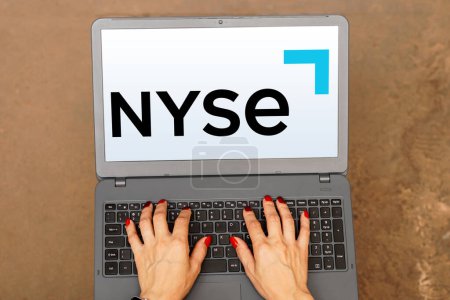 Photo for September 28, 2023, Brazil. In this photo illustration, the New York Stock Exchange (NYSE) logo is displayed on a laptop screen - Royalty Free Image