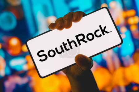 Photo for November 8, 2023, Brazil. In this photo illustration, the SouthRock logo is displayed on a smartphone screen - Royalty Free Image