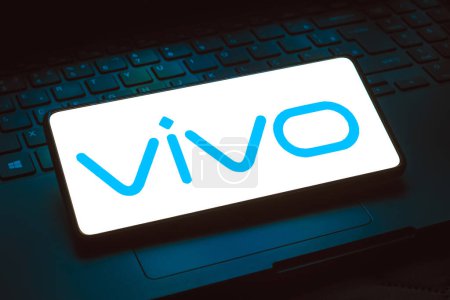 Téléchargez les photos : 1er décembre 2023, Brésil. Dans cette illustration photo, le logo Vivo est affiché sur un écran de smartphone - en image libre de droit