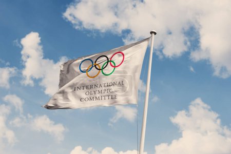 Photo for December 14, 2023, Brazil. In this photo illustration the International Olympic Committee (IOC) soon appears on a flag - Royalty Free Image