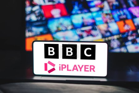 Photo for December 16, 2023, Brazil. In this photo illustration, the BBC iPlayer logo is displayed on a smartphone screen - Royalty Free Image