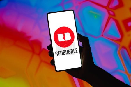 Photo for December 22, 2023, Brazil. In this photo illustration, the RedBubble logo is displayed on a smartphone screen - Royalty Free Image