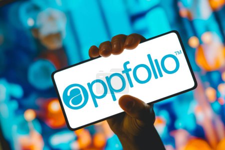 Photo for January 10, 2024, Brazil. In this photo illustration, the AppFolio, Inc. logo is displayed on a smartphone screen - Royalty Free Image